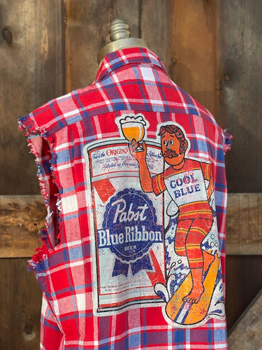 Pabst COOL BLUE Sleeveless Flannel R/W/B